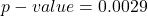 p-value=0.0029