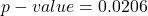 p-value=0.0206