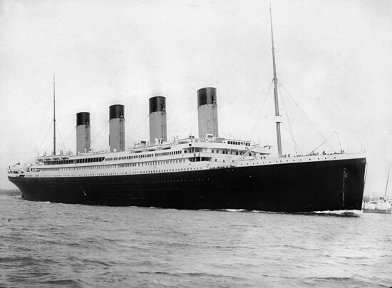 igure 5. The luxury ship RMS Titanic, which sunk 15 April 1912, More than 1500 souls were lost. Public domain image, Wikipedia