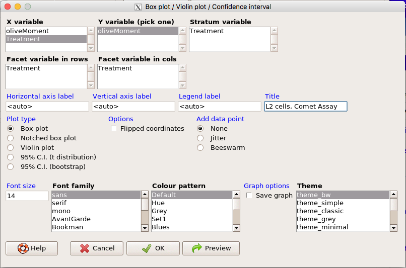 Figure 29. Menu of KMggplot2. A title was added, all else remained set to defaults.