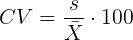 equation Coefficient of Variation (CV)