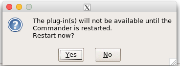 Select "Yes" to restart R Commander and finish installation of the plug-in.