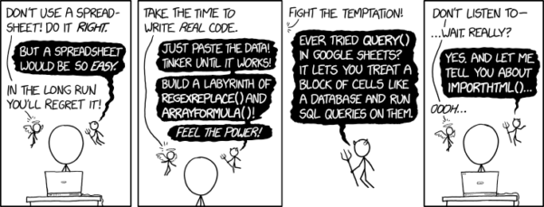 Spreadsheets, by https://xkcd.com/2180/