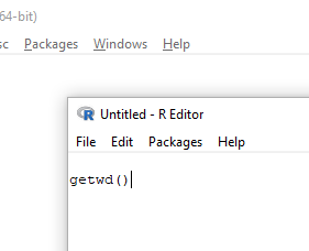 Figure 3. Screenshot of portion of R Script editor, Windows 11. A simple R command is visible.