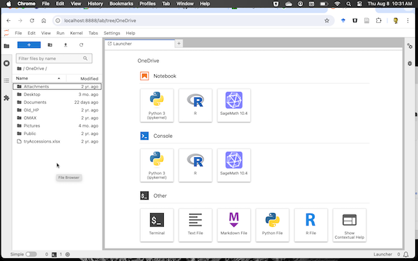 jupyter start page, select kernel