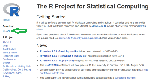 Screenshot homepage for R-project.org